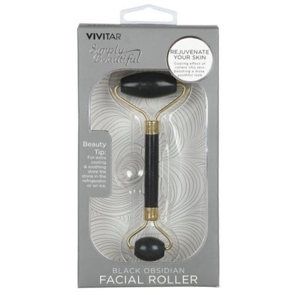 Black Obsidian Double-sided Facial Roller Massager by Vivitar NEW WITH BOX